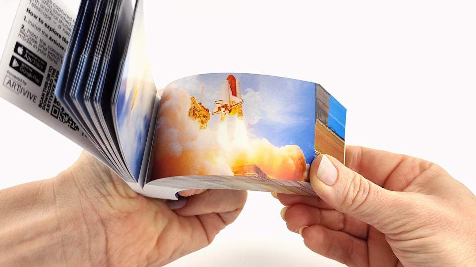 The Space Shuttle Flipbook features six iconic sequences of the Space Shuttle  Atlantis STS-125