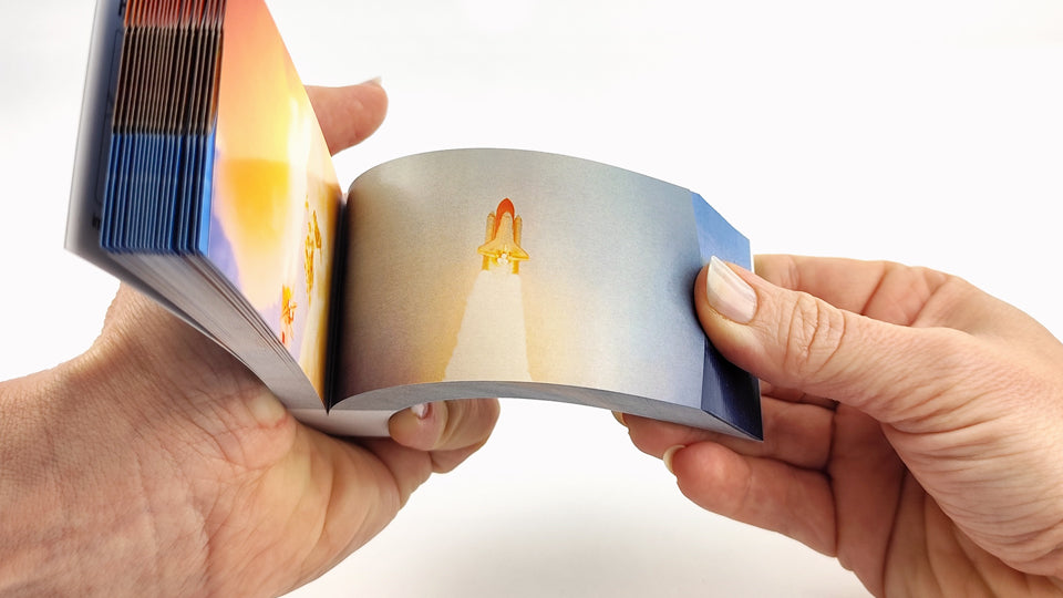The Space Shuttle Flipbook features six iconic sequences of the Space Shuttle  Atlantis STS-125