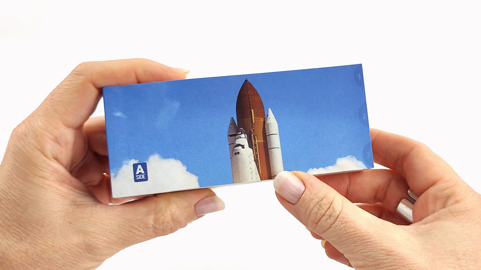 The Space Shuttle Flipbook features six iconic sequences of the Space Shuttle  Atlantis STS-125