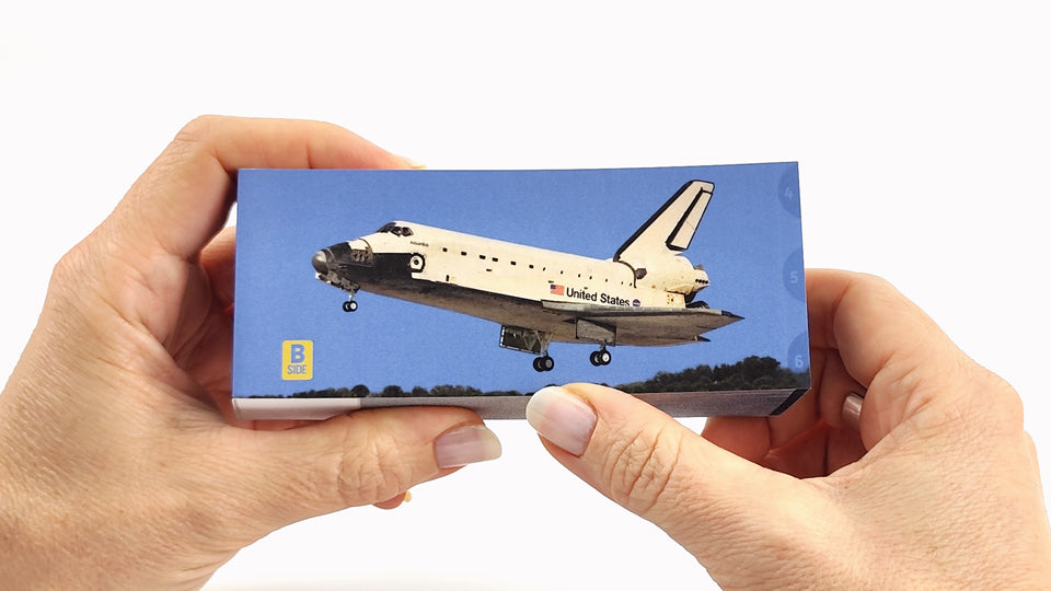 The Space Shuttle Flipbook features six iconic sequences of the Space Shuttle  Atlantis STS-125