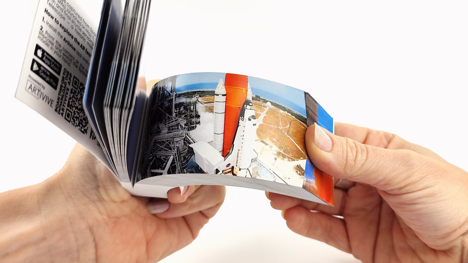 The Space Shuttle Flipbook features six iconic sequences of the Space Shuttle  Atlantis STS-125