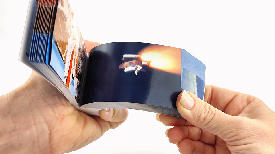 The Space Shuttle Flipbook features six iconic sequences of the Space Shuttle  Atlantis STS-125