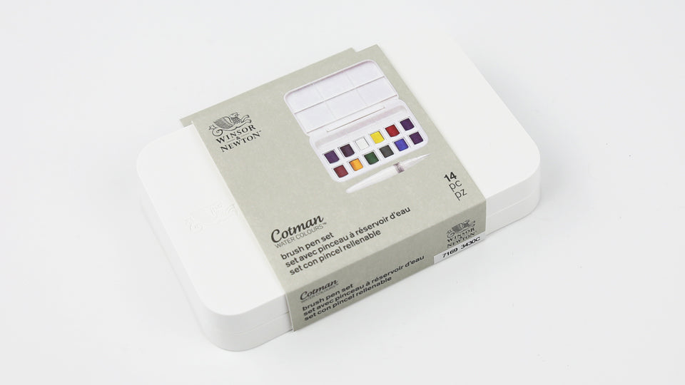 Cotman Watercolour Brush Pen Set including 12 high-quality, vibrant Cotman colours, suitable for both, beginners and professionals.