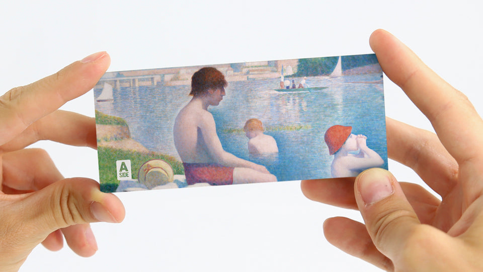 George Seurat Flipbook. Images: A Sunday Afternoon on the Island of La Grande Jatte, Models, The Mower, Bathers at Asnières, Gray Weather, Grande Jatte.