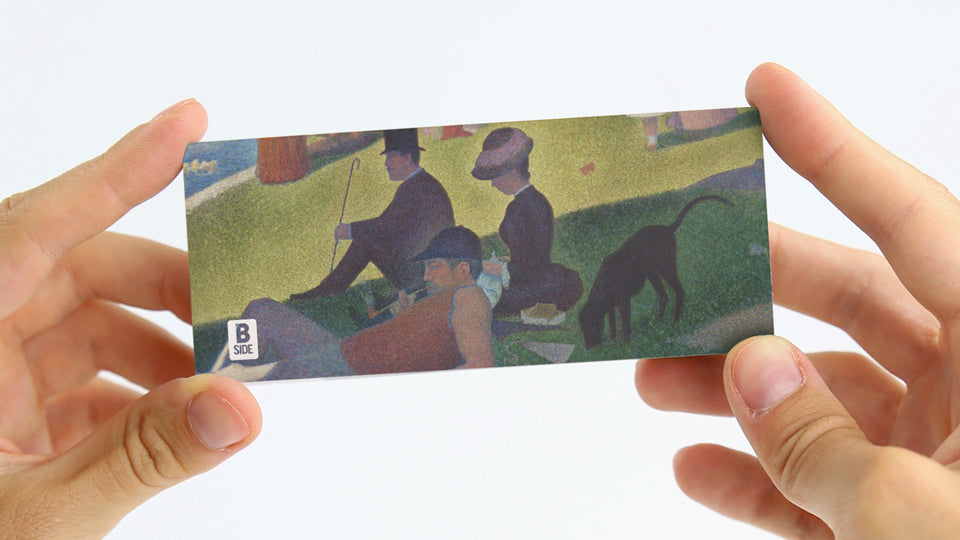 George Seurat Flipbook. Images: A Sunday Afternoon on the Island of La Grande Jatte, Models, The Mower, Bathers at Asnières, Gray Weather, Grande Jatte.
