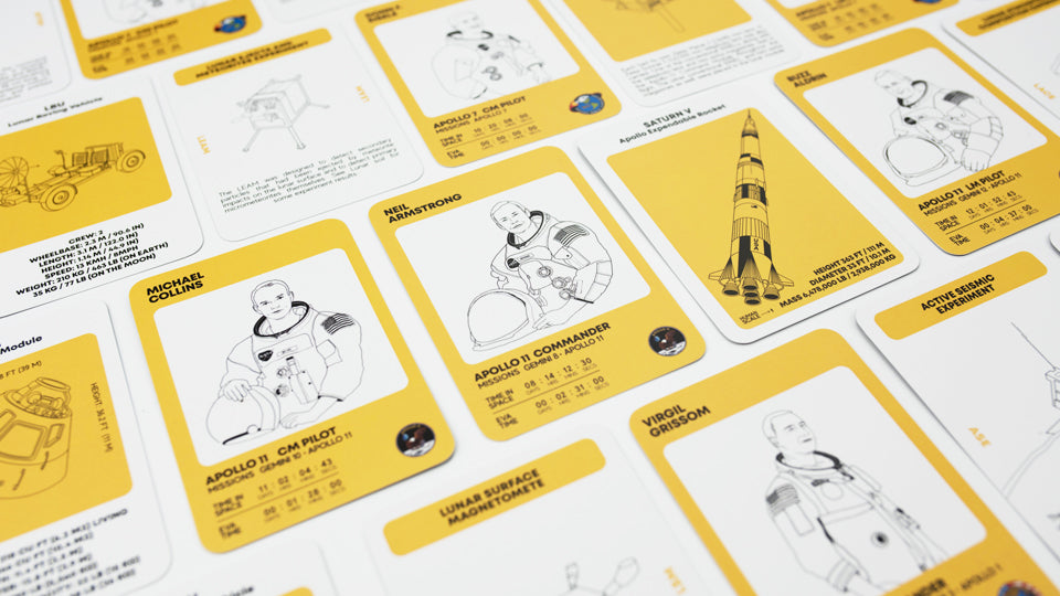 APOLLO 11 COLLECTION - a great gift for space enthusiasts including a double flip book edition with real NASA footage and AR content to discover the mission’s spacecraft. Comes with a set of 70 neatly designed Commemorative Cards.