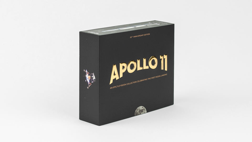 APOLLO 11 COLLECTION - a great gift for space enthusiasts including a double flip book edition with real NASA footage and AR content to discover the mission’s spacecraft. Comes with a set of 70 neatly designed Commemorative Cards.